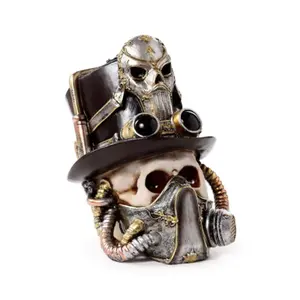 Figurine Dekoration Schädel mit Gasmaske Puckator Steampunk image-0