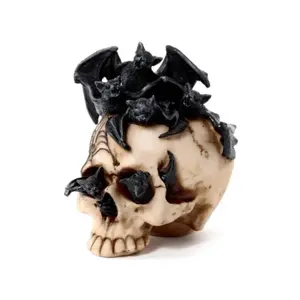 Dekorative Figur Totenkopf mit Fledermaus im Inneren Puckator image-2