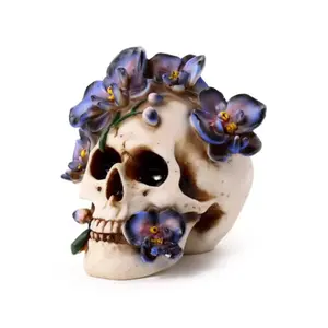 Dekorative Figur Totenkopf mit lila Orchideen Puckator image-2