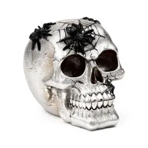 Decorative Skull Figurine with Spiders and Web Puckator image-0