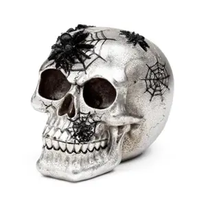 Decorative Skull Figurine with Spiders and Web Puckator image-2