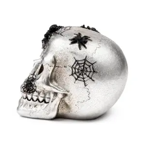 Decorative Skull Figurine with Spiders and Web Puckator image-3
