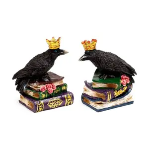 Crowned Raven Decorative Figurine Sitting on a Book Puckator image-0