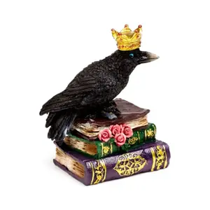 Crowned Raven Decorative Figurine Sitting on a Book Puckator image-1