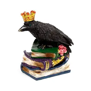Crowned Raven Decorative Figurine Sitting on a Book Puckator image-2