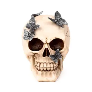 Dekorative Figur Schädel mit Metallen Schmetterlingen Puckator image-1