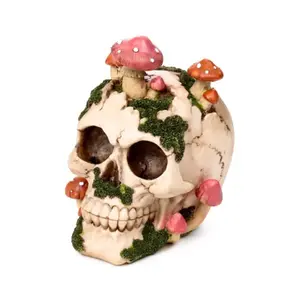 Decorative Skull Figurine with Mushrooms and Moss Puckator image-2