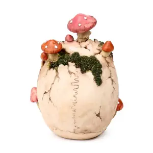 Decorative Skull Figurine with Mushrooms and Moss Puckator image-4