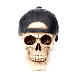Decorative Skull Figurine with Baseball Cap Puckator image-1
