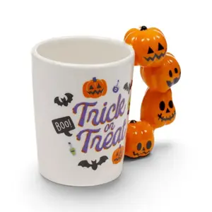 Decorated Pumpkin Handle Mug Puckator Spooky Trick or Treat image-0