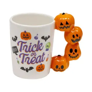Decorated Pumpkin Handle Mug Puckator Spooky Trick or Treat image-2