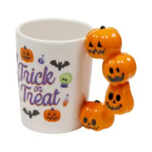 Decorated Pumpkin Handle Mug Puckator Spooky Trick or Treat image-1