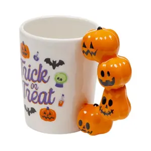 Decorated Pumpkin Handle Mug Puckator Spooky Trick or Treat image-3