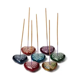 Soapstone Incense Holder Puckator Cœur Fleur de Vie Chakra image-1