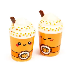 Ceramic Salt and Pepper Shaker Set Puckator Latte Epicé Citrouille Foodiemals image-0