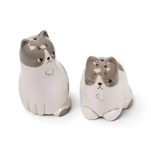 Ceramic Salt and Pepper Shaker Set Puckator Beans & Co Chats image-0