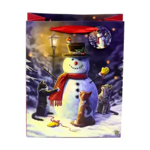 Large Gift Bag Cats and Snowman Puckator Lisa Parker image-0