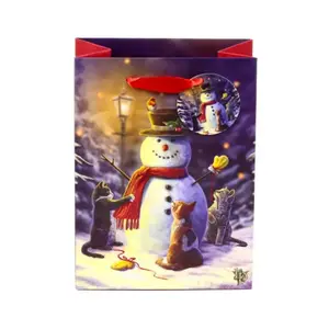 Medium Gift Bag Cats and Snowman Puckator Lisa Parker image-0