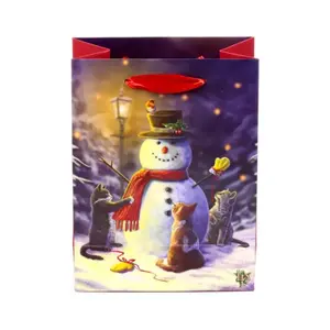Medium Gift Bag Cats and Snowman Puckator Lisa Parker image-1