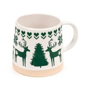 Green Reindeer Stoneware Mug Puckator image-0