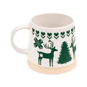 Green Reindeer Stoneware Mug Puckator image-2