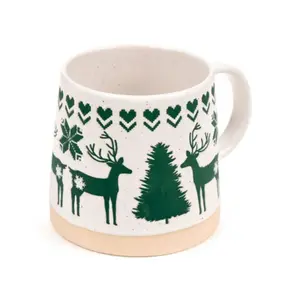 Green Reindeer Stoneware Mug Puckator image-4