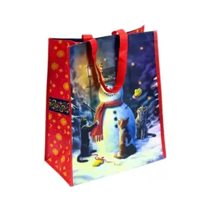 Reusable Tote Bag Christmas Cats & Snowman Puckator Lisa Parker image-4