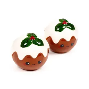 Ceramic Salt and Pepper Shaker Set Puckator Pudding de Noël Foodiemals image-0
