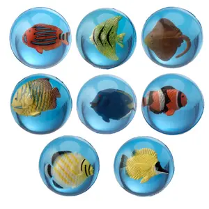 3D tropical fish bouncy balls plastic jar Puckator image-0