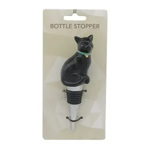 Flaschenverschluss aus Keramik Katze schwarz Puckator image-0