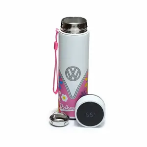 Insulated stainless steel water bottle with digital thermometer hot or cold drinks van bus combi vw t1 sum Puckator Volkswagen image-0