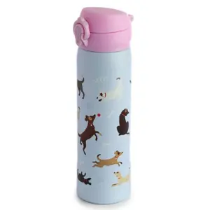 Gourde Isolé en acier inoxydable avec couvercle à bouton-poussoir boissons chaudes ou froides chien Puckator Catch Patch image-0
