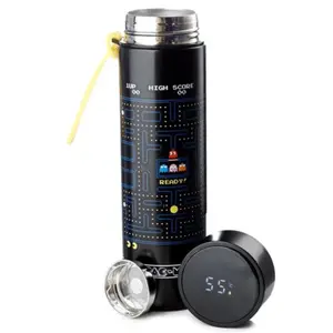 Botella aislante de acero inoxidable con termómetro digital para bebidas frías o calientes Puckator Pac-Man image-0