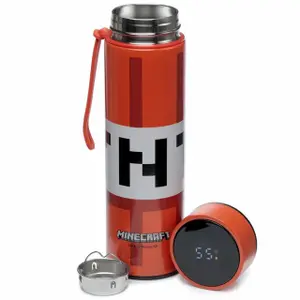 Isolierte Edelstahlflasche mit Digitalthermometer Heiß- oder Kaltgetränke minecraft Puckator image-0