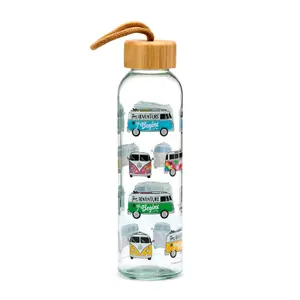 Glasflasche (Wasserflasche) Volkswagen Bulli Kombi VW T1 Sommer und Surfen Puckator image-0