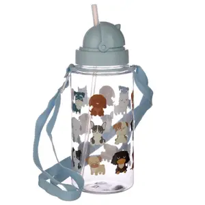 Children's drinking bottle with straw &amp; drawstring Puckator Dog Squad image-0