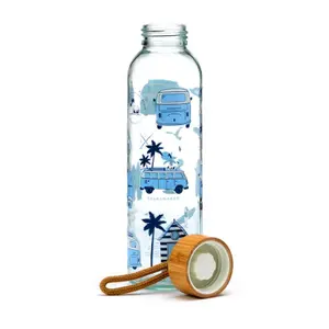 Botella de vidrio con tapa de bambú Volkswagen - furgoneta combi VW T1 explora más Puckator image-1