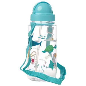 Children's water bottle with straw &amp; cord Puckator Sealife image-2