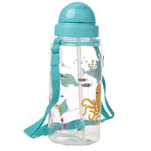 Children's water bottle with straw &amp; cord Puckator Sealife image-4
