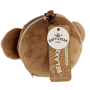 Cojín de viaje 2 en 1 en forma de mono esponjoso con antifaz Puckator image-4