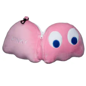 Coussin de voyage Fantôme rose Puckator pac man peluché 2-en-1 avec Masque Yeux image-1