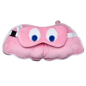 Coussin de voyage Fantôme rose Puckator pac man peluché 2-en-1 avec Masque Yeux image-2