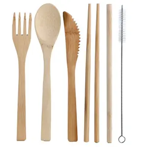 6-teiliges Besteckset und Aufbewahrungstasche aus Bambus Puckator Cat's Life chat image-3