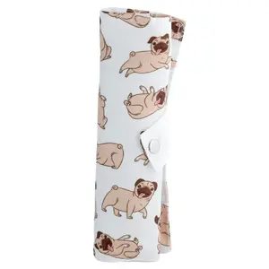 Set of 6 pug dog bamboo cutlery and storage pouch Puckator Mopps image-1