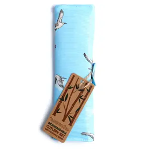 Lot de 6 couverts et pochette de rangement bambou Mouette Puckator image-0