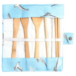 Lot de 6 couverts et pochette de rangement bambou Mouette Puckator image-2