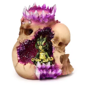 Decorative object candle jar dragon skull elements Puckator image-1
