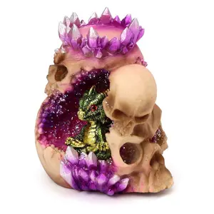 Decorative object candle jar dragon skull elements Puckator image-2