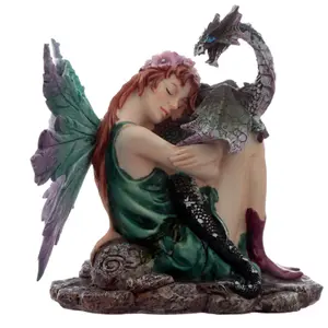 Edelstein Blumenfee Figur mit Drache Puckator image-0