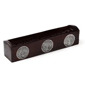 Houten wierookhouder met asopvang, levensboom Puckator image-0